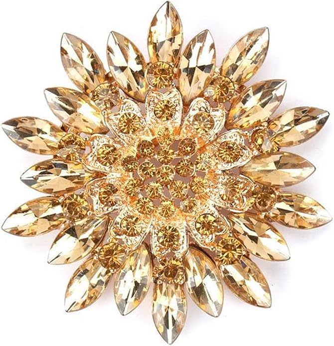 Wanheart Sunflower Brooch Pin Rhinestone Crystal Flower Jewelry Vintage Elegant Brooch for Women Dress Hat Bag Accessories