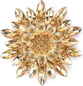 Wanheart Sunflower Brooch Pin Rhinestone Crystal Flower Jewelry Vintage Elegant Brooch for Women Dress Hat Bag Accessories