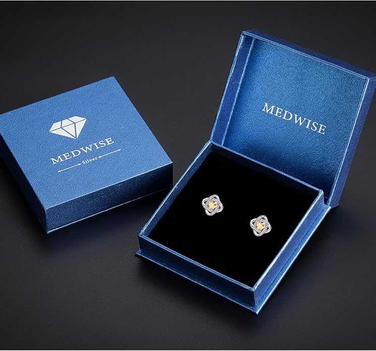 MEDWISE 925 Sterling Silver Birthstone Stud Earrings for Women Birthday Jewelry Gifts for Daughter Mother Women Valentines Day Gifts for Her