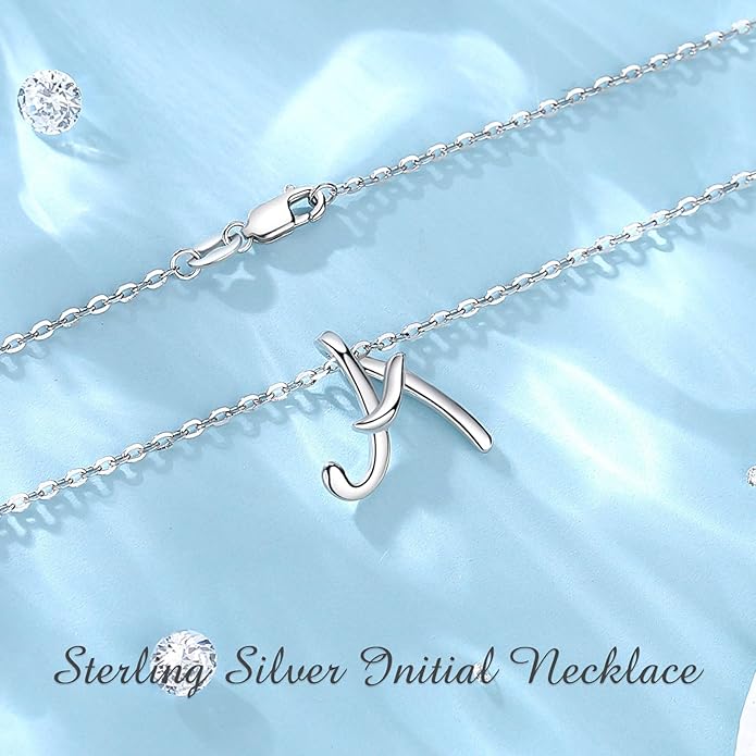 EUDORA Sterling Silver Initial Necklaces for Women, Classic 26 Letter Neckless Gifts for Girls, Sister, Mother Daughter, 18 inch Chain