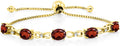 Gem Stone King 7X5MM Oval Cut Gemstone Birthstone and Accent Lab Grown Diamond Tennis Bracelet For Women In 18K Yellow Gold Plated Silver | Adjustable Bolo Bracelet For Women | Easy-On Easy-Off