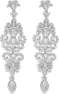 mecresh Gold/Silver Rhinestone Chandelier Wedding Bridal Dangle Earrings