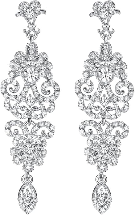 mecresh Gold/Silver Rhinestone Chandelier Wedding Bridal Dangle Earrings