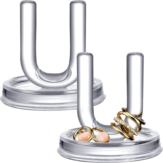 Amazing Abby - U for You and Me - Acrylic Ring Holder (2-Pack), Clear Plastic Jewelry Dish, Trinket Tray, Perfect Storage Solution for Drawer and Vanity (3" Dia.)