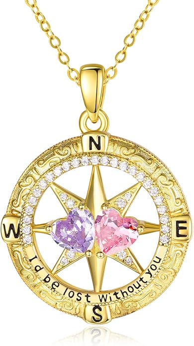 Valentine's Day Gifts for Wife 925 Sterling Silver Double Birthstone Pendant Necklaces I Love You for Always and Forever Necklace Anniversary Birthday Gifts for Wife Girlfriend Mom Her