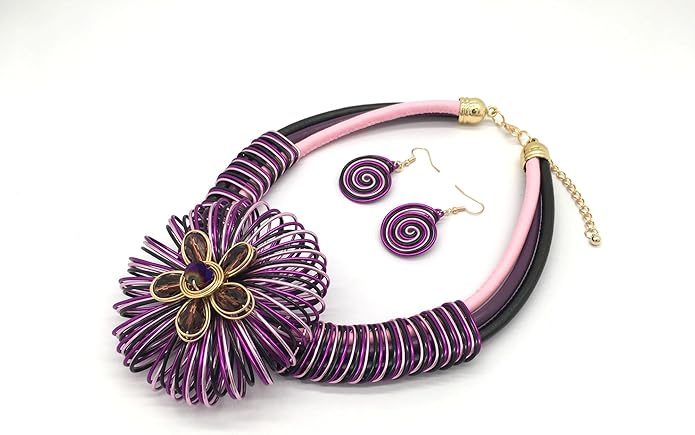Statement African Necklace For Women African Jewelry Costume Earring Sets Tribal Fashion Colorful Big Rhinestone Crystal Pendent Collar Choker Bold Chunky Bib Handmade