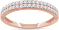 1/4ctw Double Row Band Ring, Lab Grown Diamond Wedding Band Ring For Women In 14k Gold Plated 925 Sterling Silver Jewelry Gifts For Her (0.25 Ctw)