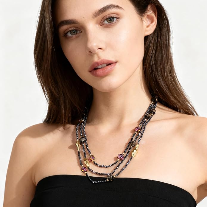 Boho Layered Necklaces For Women Western Turquoise Natural Stone Jewelry For Women Statement Beaded Necklace For Women Dainty Chain Necklace Stack For Women Unique And Unusual Gifts
