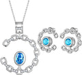 Elegant C-Shaped Crystal Necklaces/Stud Earrings Set with Birthstone Jewelry Set Silver Plated Fashion Jewelry for Women CS0003
