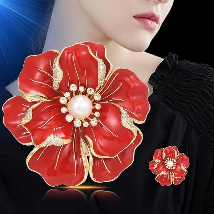 Red Rose Flower Brooches and Pins for Women Costume Jewelry Brooch Pins Broches Jewelry for Women Elegant Lady Pin
