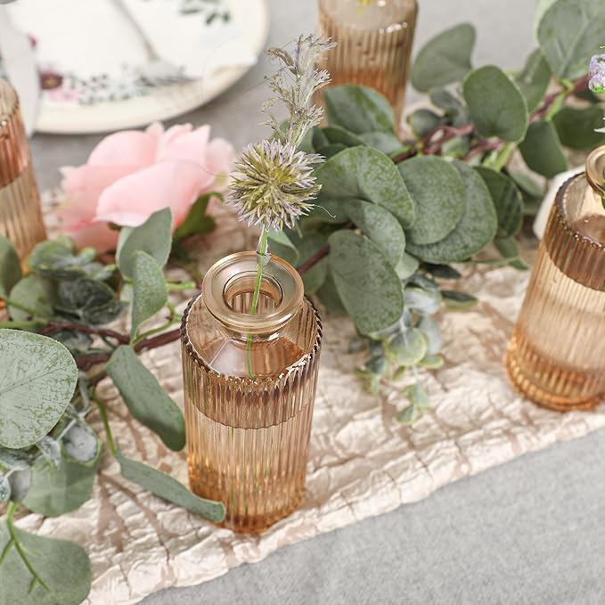 Set of 20 Amber Glass Bud Vases Mini Flowers - Image 6