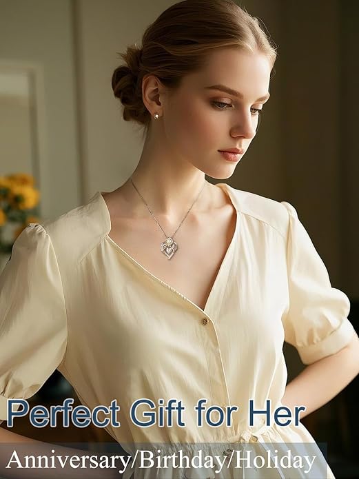 S925 Silver Moissanite Necklaces for Women, Anniversary Birthday Gifts for Wife Mom Her, Christmas Jewelry Gifts for Her, Moissanite Heart Pendant, Sunflower Heart Necklace