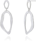 OZEL Gold Dangle Earrings for Women Brushed Finish, Matte Gold Statement Jewelry, 14k Gold Plated
