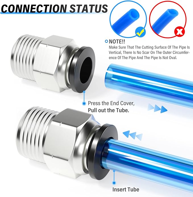 TAILONZ PNEUMATIC Male Straight 3/8 Inch Tube OD x 3/8 Inch NPT Thread Push to - Image 6