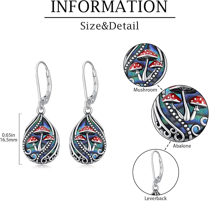 Animal Earrings 925 Sterling Silver Abalone Shell Dangle Drop Earrings Leverback Earrings Cute Animal Jewelry Gifts for Women Girlfriend