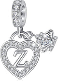 Letter Charms for Charms Bracelet: Silver Heart Alphabet Initial Dangle Charms Bead for Bracelets and Necklaces, Birthday Mother's Day Christmas Jewelry Gifts For Women