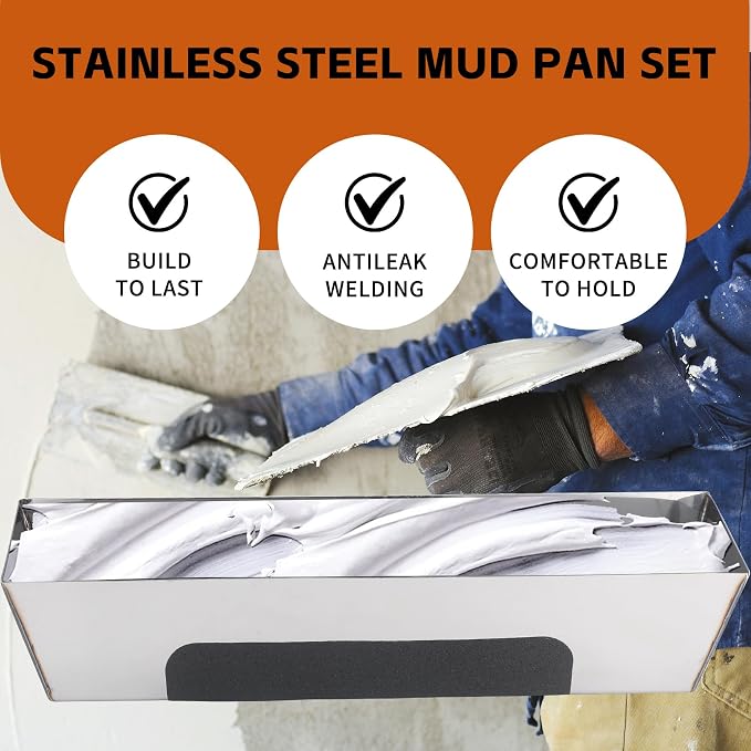 10" Stainless Steel Mud Pan, Anti-slip Base, Sheared Sides to Clean Knives - Image 7