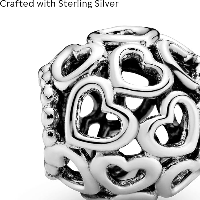 PANDORA Hearts All Over Charm - Bracelet Charm for PANDORA Moments Bracelets - Stunning Women's Jewelry - Gift for Women in Your Life - Made with Sterling Silver - With Gift Box