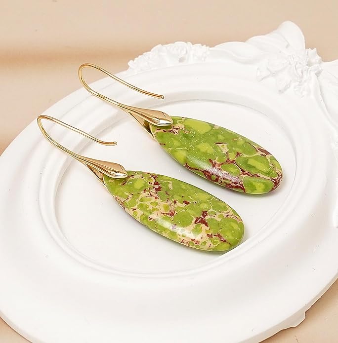 Natural Stone Earrings Waterdrop Stone Dangle Earrings for Women