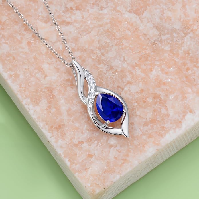Birthstone Necklace for Women Infinity Necklaces 925 Sterling Silver Teardrop Love Birthday Jewelry Valentines Day Birthday Gifts for Her Mom Wife Girlfriend