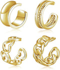 CHIC & ARTSY 925 Sterling Silver Ear Cuffs for Women, Non Piercing Clip On Cartilage Cuffs, Adjustable Fake Conch & Helix Earrings, Gold Plated & Oxidized Various Styles