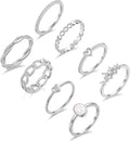 PLOMFOV 14K Gold/Silver Plated Stacking Rings Set for Women Non Tarnish CZ Heart Simple Cute Stackable Rings Dainty Trendy Gold Statement Rings Plain Band Size 4-12