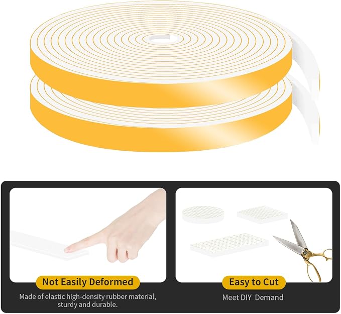 Weather Stripping Tape for Door, High Density CR, 1/2 in x 1/8 in x 26Ft | - Image 4