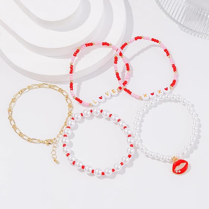 Heishi Beaded Stretch Bracelets for Women Stackable Polymer Clay Beads Bracelets Friendship Boho Summer Beach Bracelet Jewelry Set