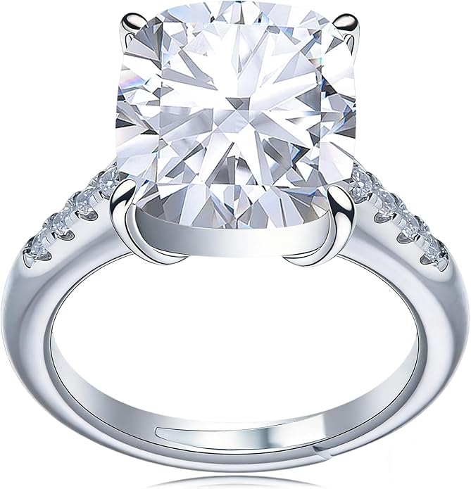 Engagement Rings for Women, Wedding Band for Women，Brilliant D Color VVS1 Clarity Lab Created Rings 14K White Gold Vermeil Ring for Women Jewelry Gifts Adjustable Ring 4-10