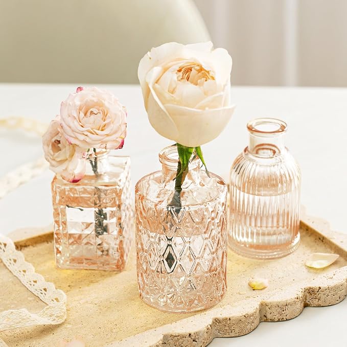 Clear Amber Gold Glass Bud Vase Set of 12 Pcs, Small Bud Vases in Bulk - Image 8