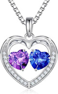 Iefil Valentines Day Gifts for Her - 925 Sterling Silver Heart Birthstone Necklace, Anniversary Birthday Gifts for Women Wife Girlfriend Mom Her