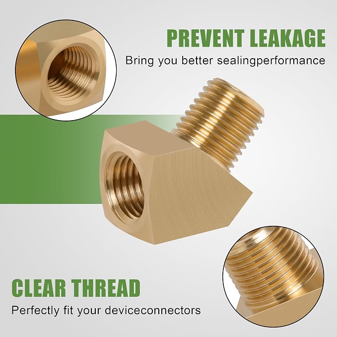 4Pcs Brass Pipe 45 Degree Barstock Street elbow, 1/8" x 1/8" | 1/8 Inch NPT - Image 3
