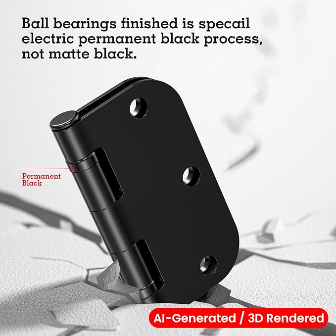 TDCHINGES Rounded Matte Black Door Hinges 3.5" 5/8"Radius Lasting No Squeak | 3 - Image 4