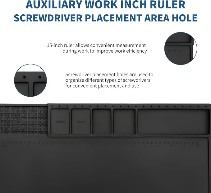 HengTianMei-202 Black Magnetic Repair Work Mat Heat Resistant 932°F, Silicone - Image 5