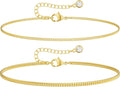DEARMAY Dainty 14K Gold Plated Ankle Bracelets for Women, Waterproof 14K Gold Plated Link Chain Anklets Non Tarnish Set Pack Summer Beach Jewelry Gift
