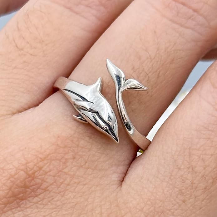 Adjustable Rings 925 Sterling Silver Jewelry Witch Hat Fox Dolphin Butterfly Dragonfly Spoon Ring Gifts for Women Men Lover Anniversary Birthday Graduation Christmas Valentine's Day Mother's Day