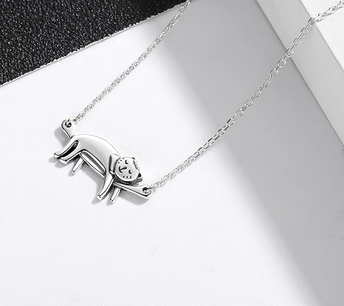 Step Forward Sterling Silver Cat Necklace for Women - Cat Jewelry Gifts for Cat Lovers, Hummingbird Necklace for Her, Mother's Day Birthday Graduation Christmas Gift