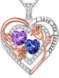 Iefil Valentines Day Gifts for Her - Sterling Silver Birthstone Necklace Anniversary Birthday Gifts for Her Wife Mom Daughter