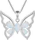 YL Women's Butterfly Necklace 925 Sterling Silver Flower Rose Pendant Birthstone Halo Jewelry