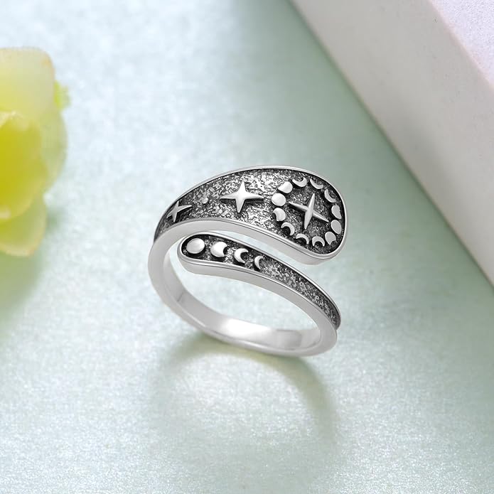 Thumb Rings for Women 925 Sterling Silver Adjustable Spoon Ring Vintage Thumb Jewelry Gifts for Women