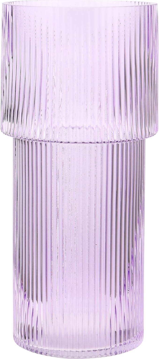 Purple Glass Vase, 12 Inches Tall Vase by YANWE