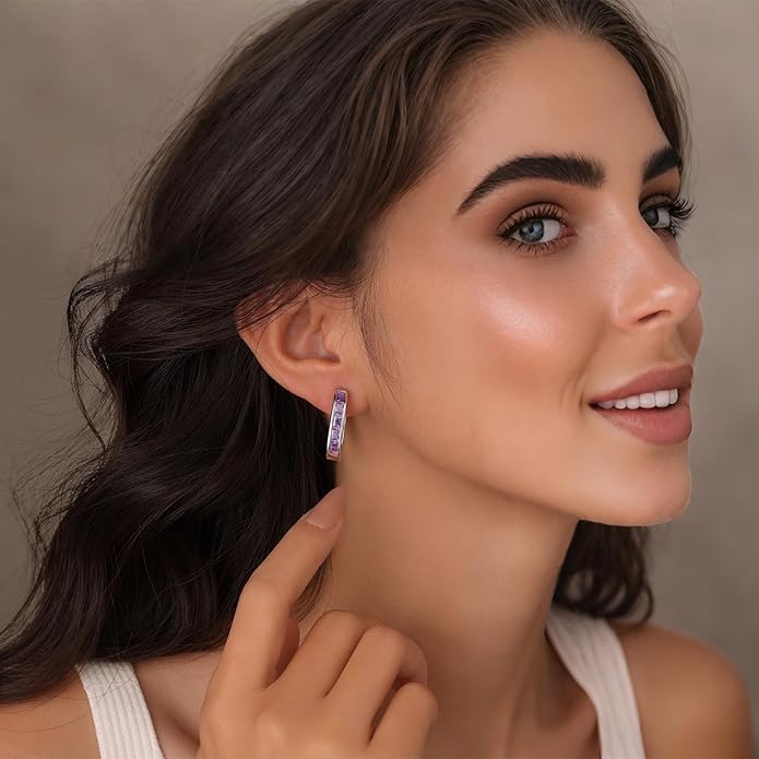 Trendy CZ Gold/Silver Hoop Earrings for Women Square Hypoallergenic chunky gold Hoop Earrings Geometric Minimalist Rectangle Hoops