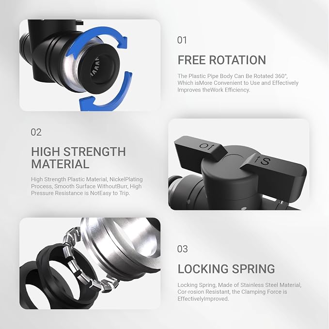5/32 4mm Push To Connect Valve, Shut Off Air Flow Control Fittings | Pneumatic - Image 4