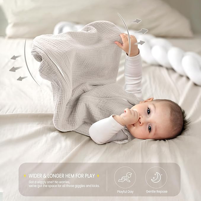 lulumoon Sleep Sack Muslin for Baby: Cotton Wearable Blanket for 15-24 Months - Soft Lightweight Ideal for Nursery Lounge Nighttime Naptime