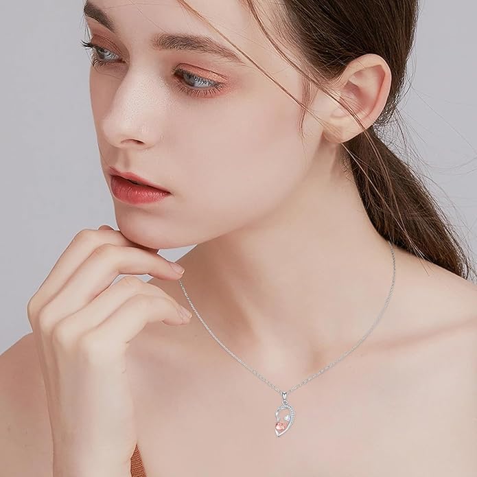 Couple Necklace S925 Sterling Silver for Women Men Mother and Daughter Matching Necklace Jewelry Gifts Birthday Valentine's Day Christmas Thanksgiving
