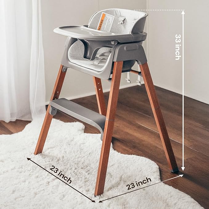 Fodoss Convertible Baby High Chair with Detachable Tray, Foldable High Chair for Eating with Thick Cushion, Silla para Comer de Bebe