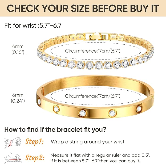 Stackable Gold Bracelets for Women - 2Pcs 18K Gold Plated Cubic Zirconia Bangle Bracelet Friendship Tennis Bracelet Stack Jewelry,Party Christmas Birthday Gifts for Her Girlfriend Sister Wife Daughter