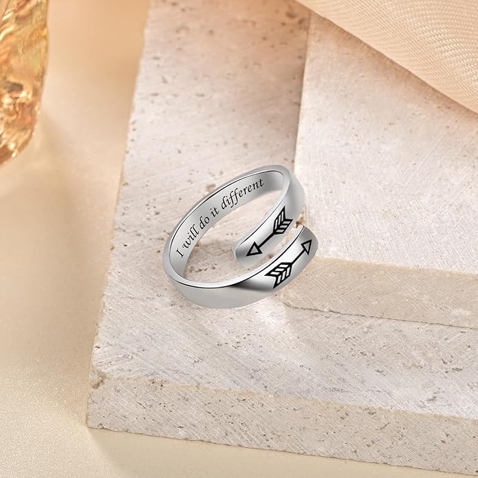 Adjustable Hope Rings 925 Sterling Silver Always with you Ring Inspirational Jewelry Encouragement Gifts for Women