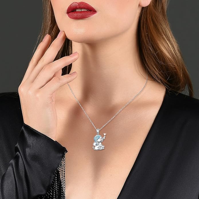 FLYOW 925 Sterling Silver Cute Animal Jewelry Hummingbird/Butterfly/Wolf/Corgi/Cat/Snake/Spider/Bat/Penguin/Bear/Opossum/Frog/Guinea Pig for Women Mother Friend Animal Lovers