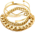 ÌF ME Gold Bangle Bracelets for Women, Indian Bangles Stackable Set, Multi Layer Textured 14K Gold Plated Chunky Bracelets Boho Jewelrys Set